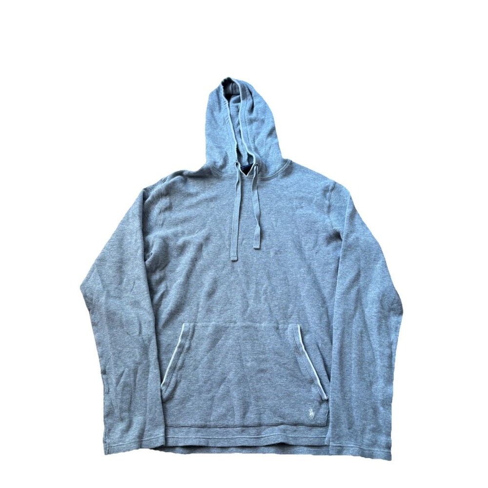 Polo Ralph Lauren Hoodie Mens Medium Gray Thermal Waffle Knit Sleepwear Cotton